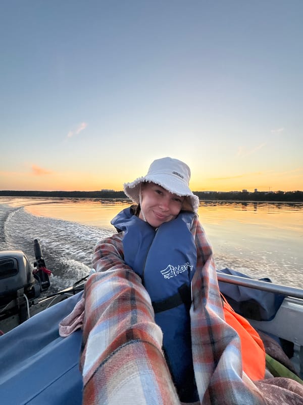 Boat ride on the water near Perm, Russia