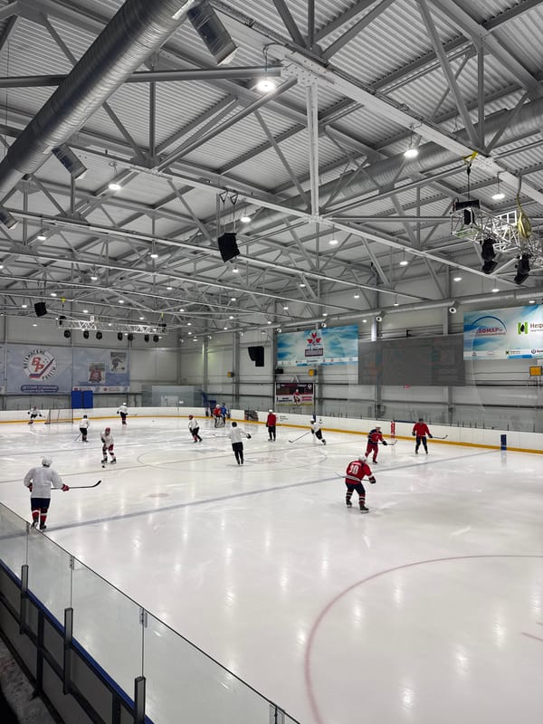 Hockey practice and a parked Ducati draw attention in Votkinsk