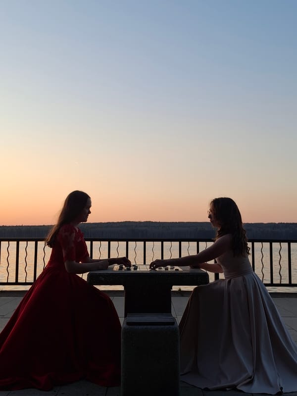 Formal Evening Activities Observed During Sunset in Chaikovsky