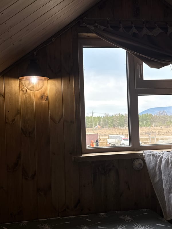 Interior room with town view documented in Tyulyuk, Russia