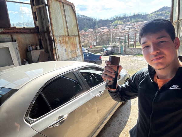 Car maintenance documented at garage in Zlatograd, Bulgaria