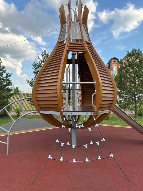 Playground and cafe outing in Omsk on a summer afternoon