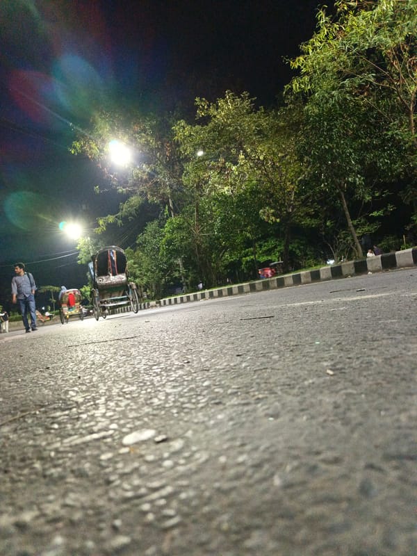Evening street traffic observed in Dhaka, Bangladesh