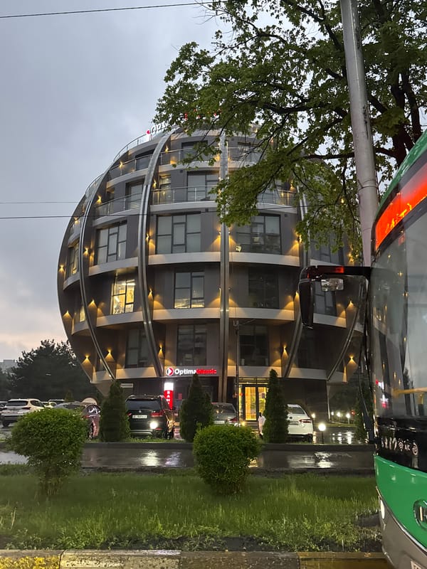 Post-rainfall street scene observed in Bishkek City
