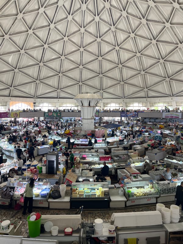 Chorsu Bazaar bustles with shoppers in Tashkent morning