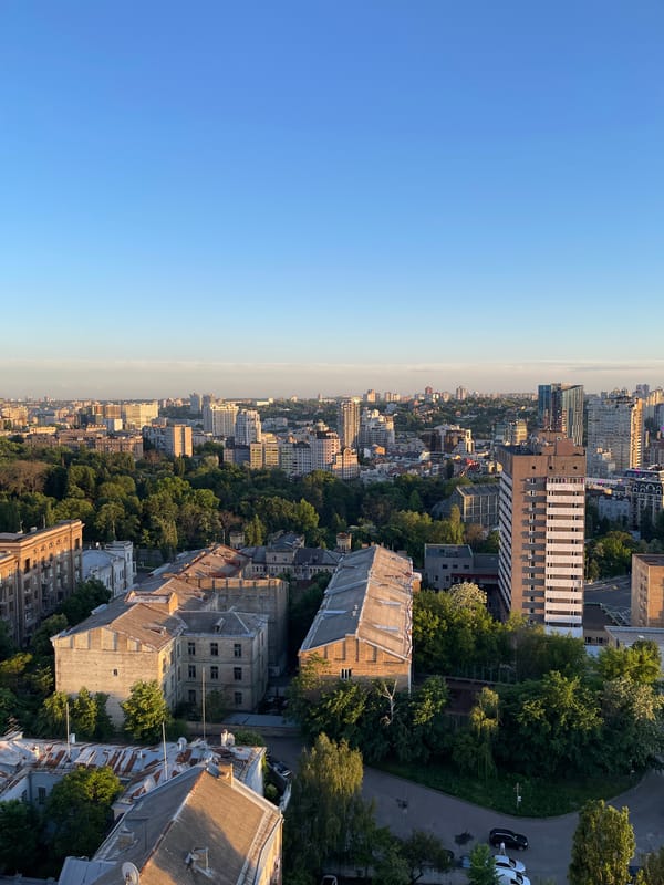 Aerial view captures Kyiv under clear skies