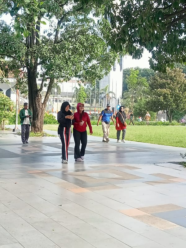 Morning life unfolds across public spaces in Pati, Indonesia