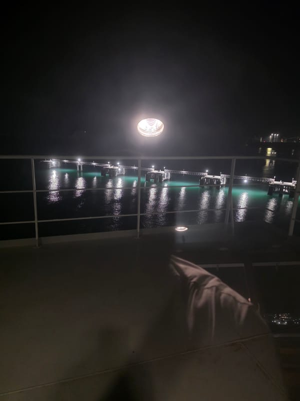 Overnight aboard a ferry docked at Brindisi port