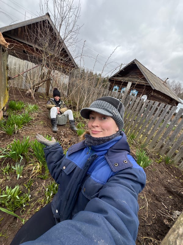 Woman photographed in various outdoor poses in Вассята, Russia