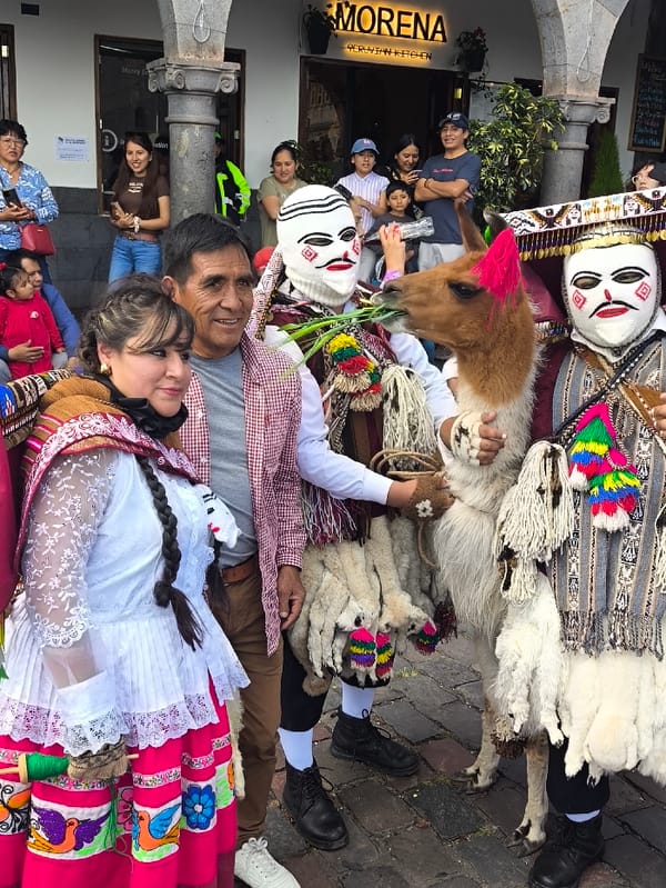 Religious festival with dancers and bands celebrates in Cusco plazas