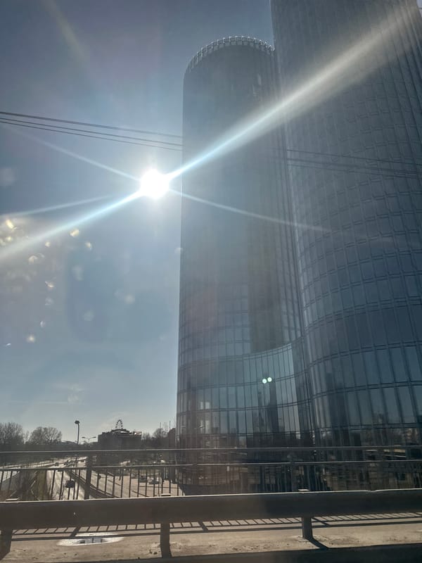 Morning street scenes documented in sunny Riga, Latvia