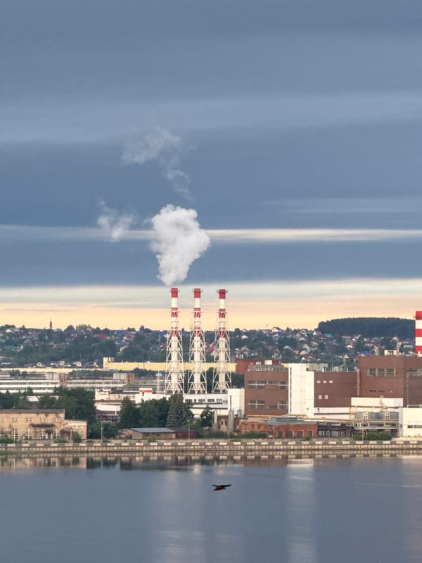 Dawn industrial scenes captured across Izhevsk waterfront