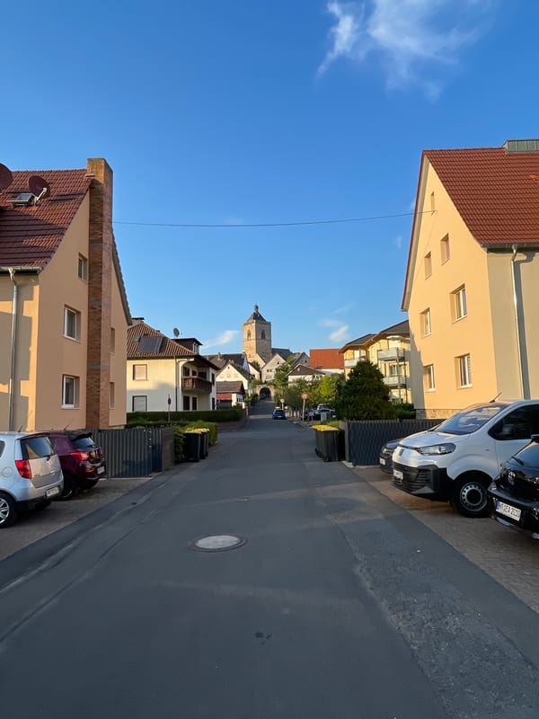 Neukirchen streets and social graphics on a summer evening