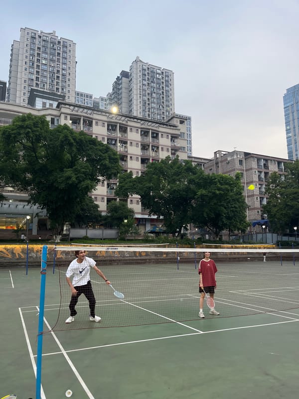 Morning sports activities captured at Yuzhong District recreational complex