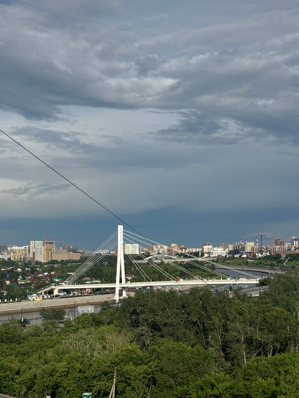 Along the Tura River in Tyumen on a summer afternoon