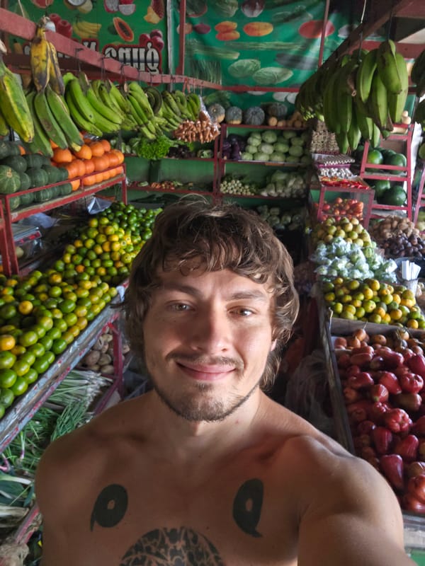 Early morning fruit shopping at Bali roadside stand