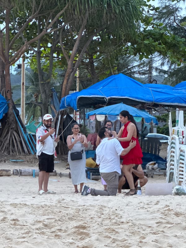 Marriage proposal and beach life at Karon, Phuket