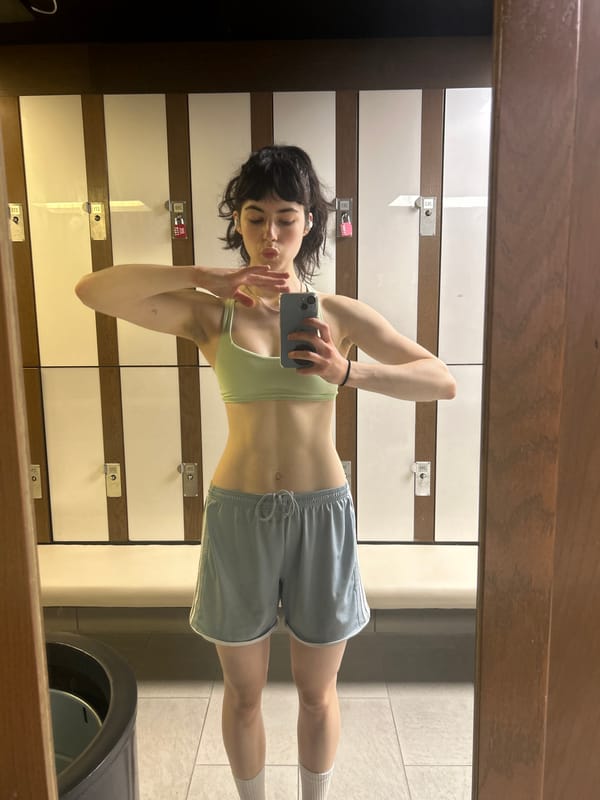 Woman takes selfie in London locker room