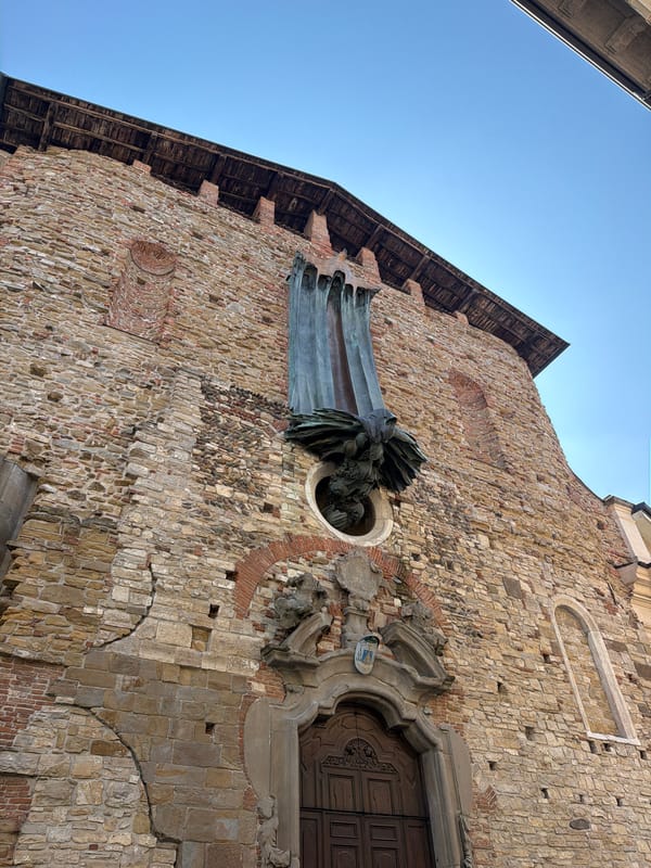 Stone building architecture documented in Bergamo, Italy