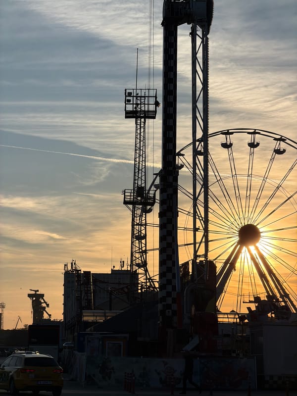Sunset fairground and harbor scenes captured in Varna, Bulgaria