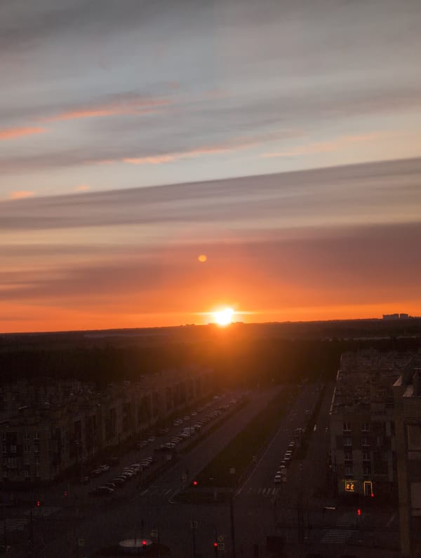 Saint Petersburg sunset caught from ground and drone angles