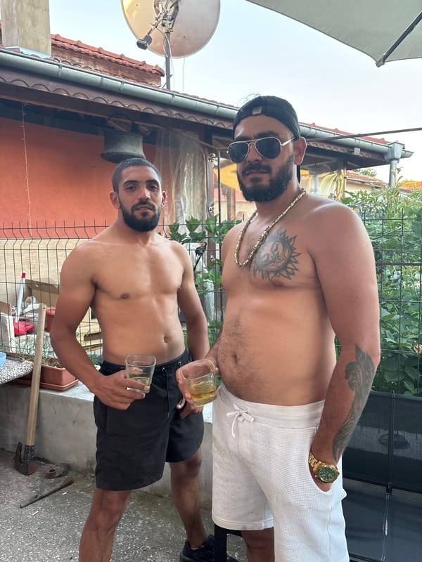 Casual backyard hangout in Sevlievo, drinks and downtime.