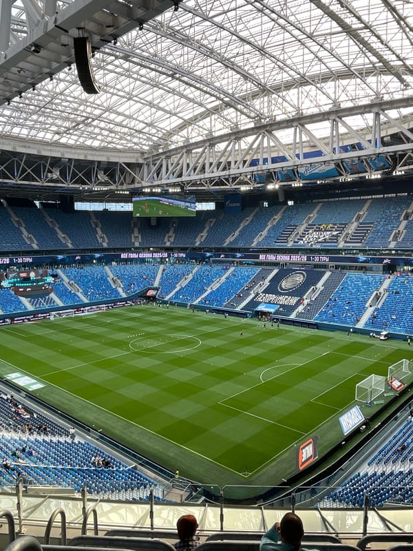 Inside and above Gazprom Arena, Saint Petersburg