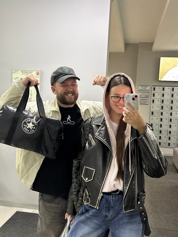 Two people take selfie in Krasnoyarsk locker room