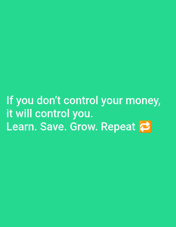 Motivational graphics about money management and life affirmations spotted