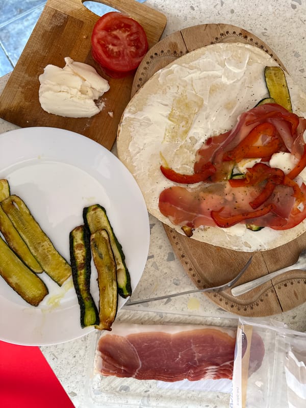Milan resident documents leisurely Sunday morning food and courtyard scenes