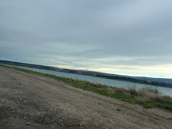 Landscape view of water body documented from elevated position in Tbilisi
