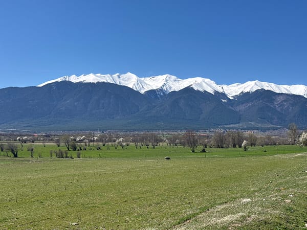Clear spring morning captured in Bulgarian mountain countryside