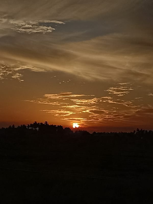 Sunset over rural Aceh, captured from multiple nearby vantage points