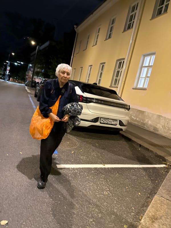 Nighttime street life in a Moscow residential neighborhood