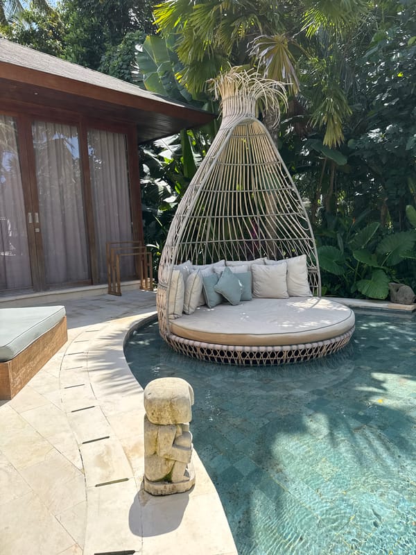 Luxury resort amenities documented in Ubud District, Indonesia