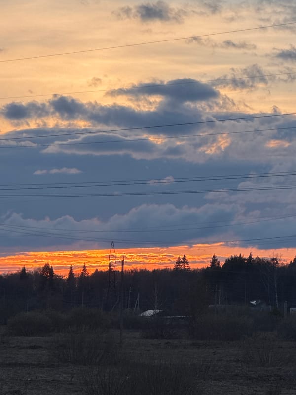 Dramatic sunset and crescent moon observed in Chernushka, Russia