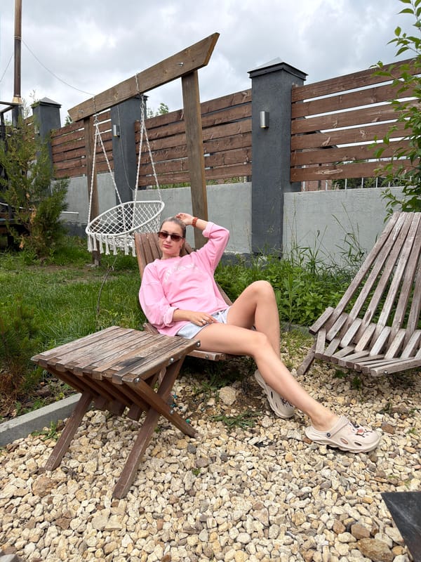 Morning coffee and relaxation at Russian countryside deck house