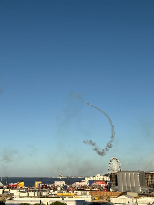 Aerobatics and smoke trails over a Loures waterfront festival