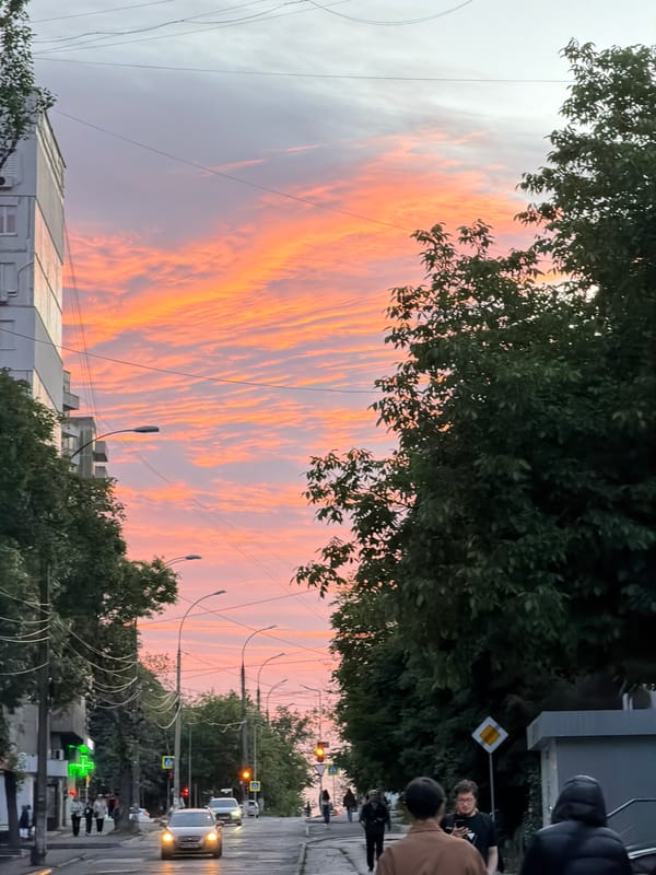 Dramatic sunset lights up Chișinău sky with orange clouds