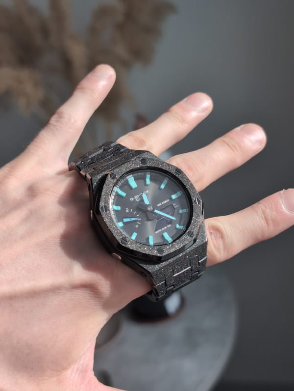 Person photographs modified G-Shock watch in Izhevsk