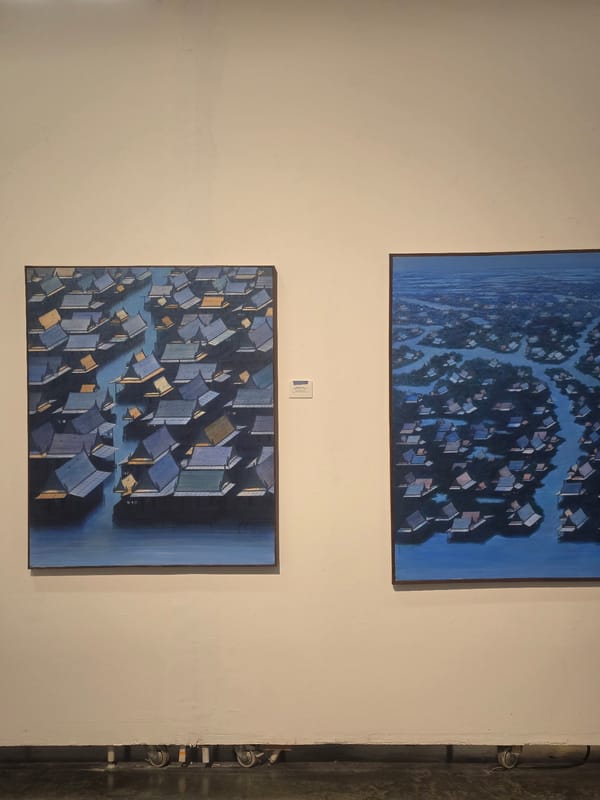 Art exhibition documentation captured in Bangkok gallery space