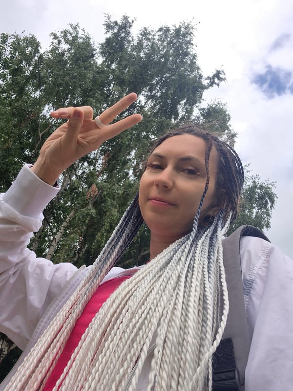 Selfie moment in summer greenery, Chaikovsky, Russia