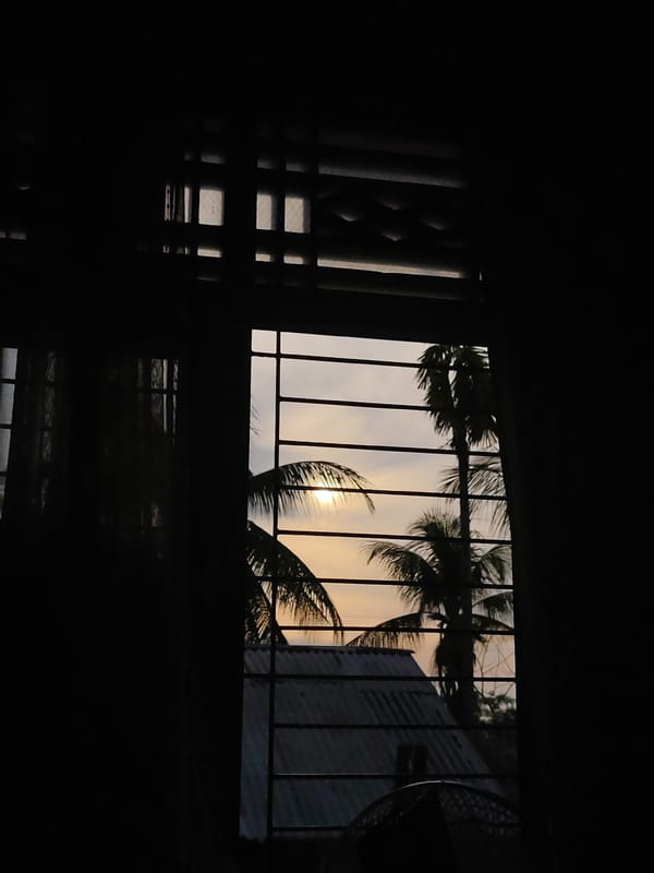 Window view captured in Lhokseumawe, Indonesia early morning