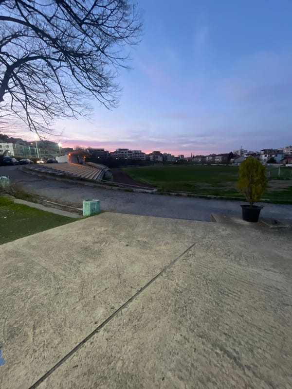 Dusk observations captured over Asenovgrad sports field and town
