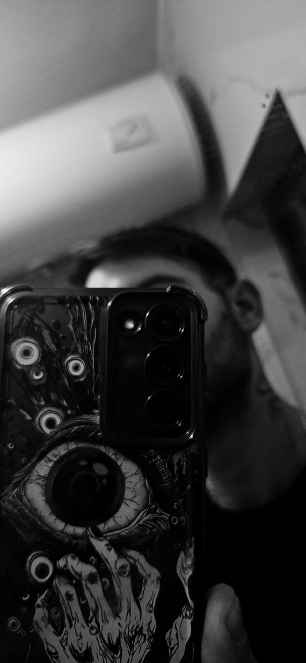 Man takes mirror selfies with decorated phone in Plovdiv
