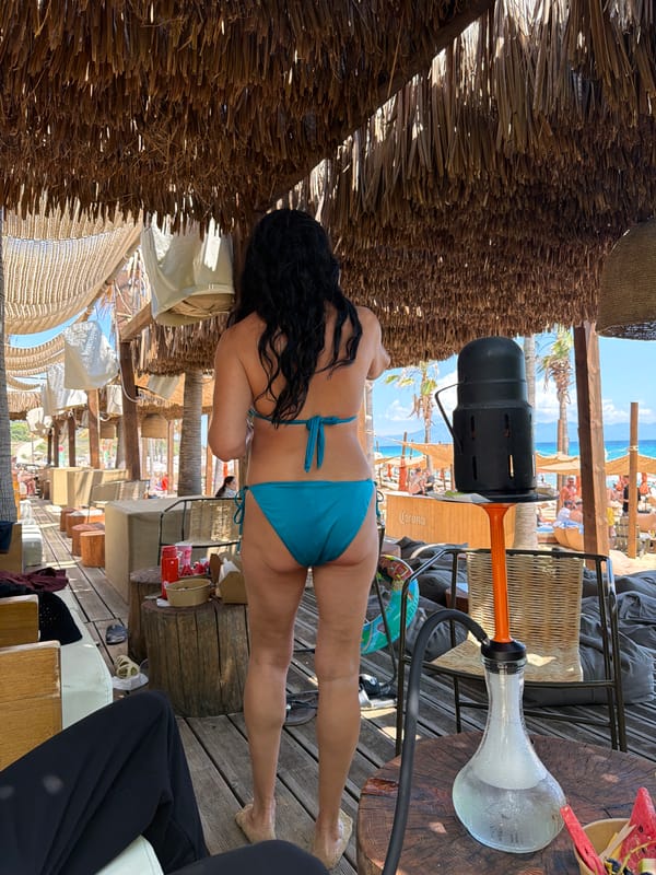 Laid-back beach bar scene on the Greek coast