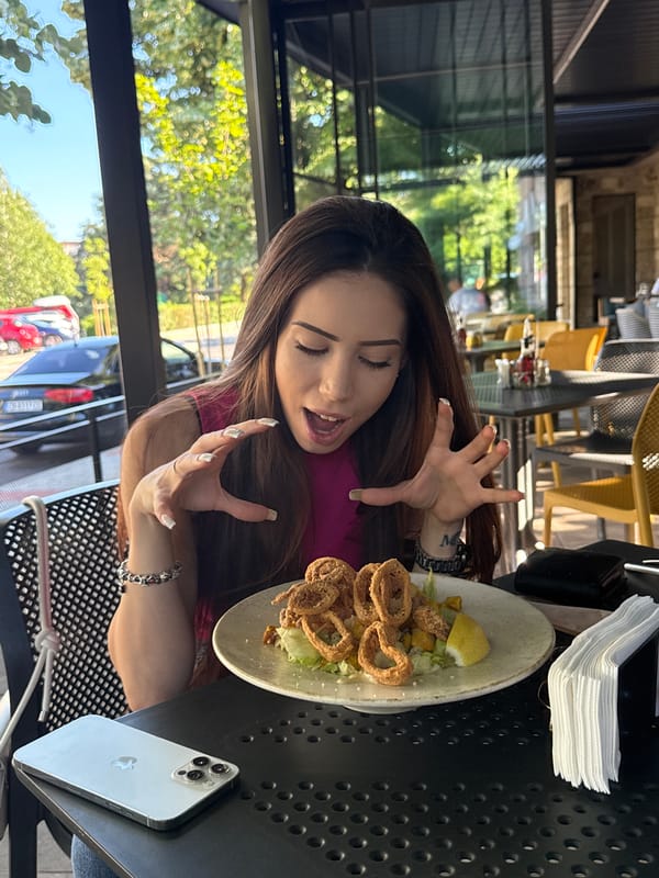 Restaurant dining, city overlook selfies, and driving around town