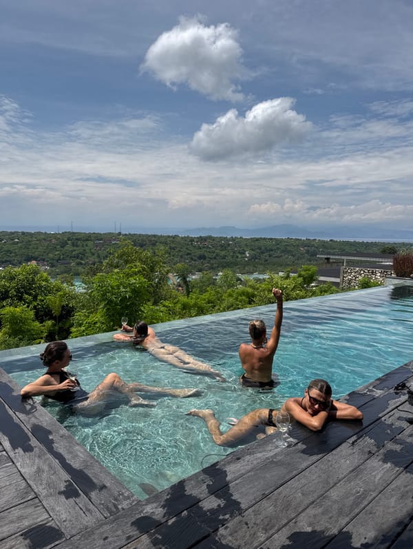 Early morning pool gathering in Lembongan, Indonesia
