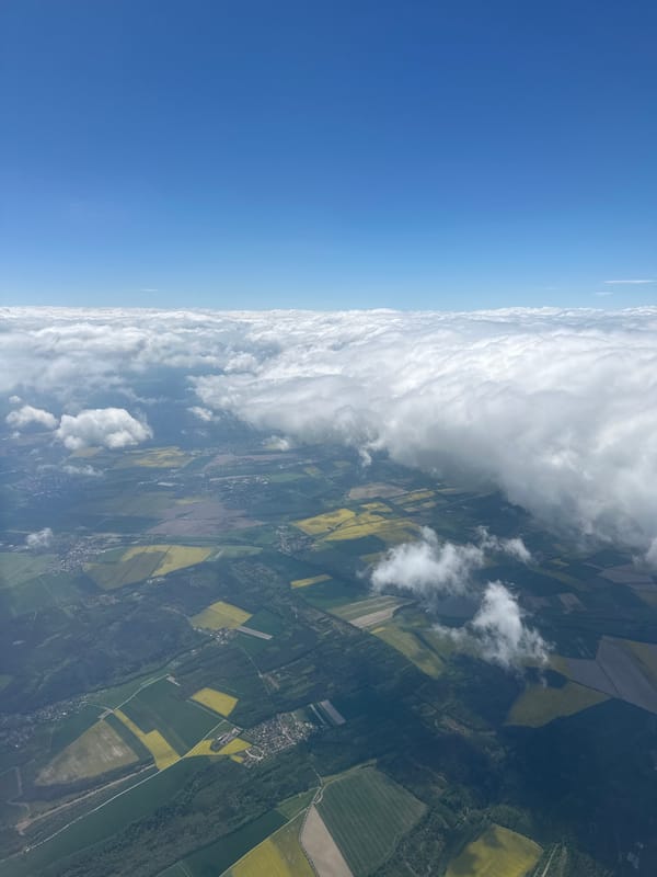 Aircraft passenger documents aerial views over Nuremberg countryside