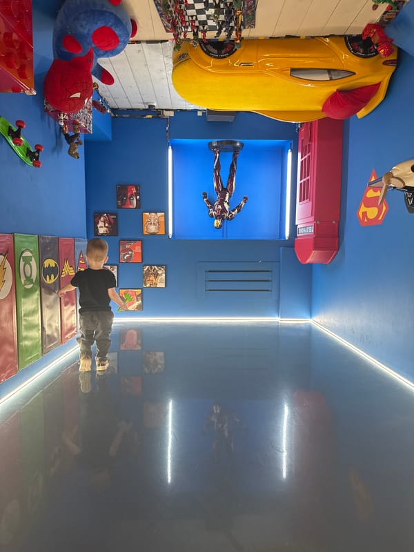 Morning at Saint Petersburg's upside-down superhero attraction